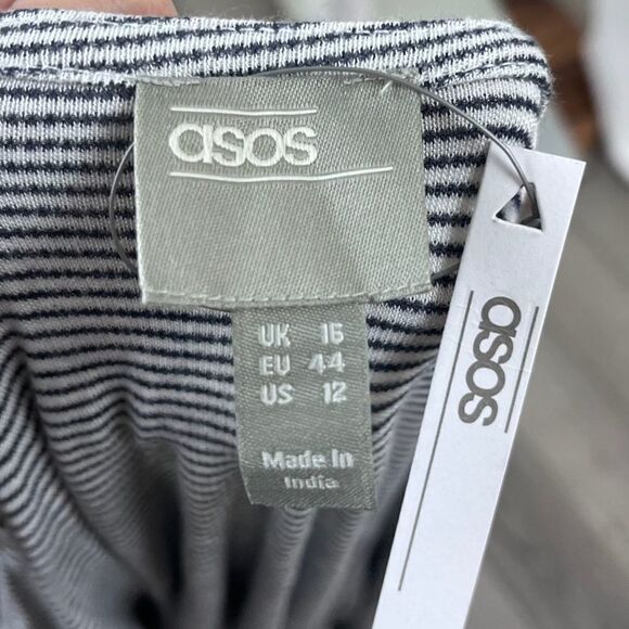ASOS Women Size 12 Black White Striped Cropped Long Sleeve Pullover NEW Top - Picture 6 of 15